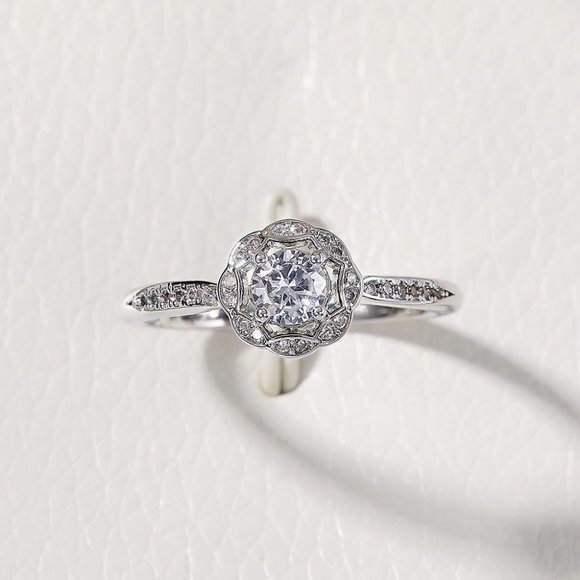 😍Diamond CZ Beautiful Carved Vintage Hollow Silver Flower Rings for Women, K848 - Picture 8 of 10